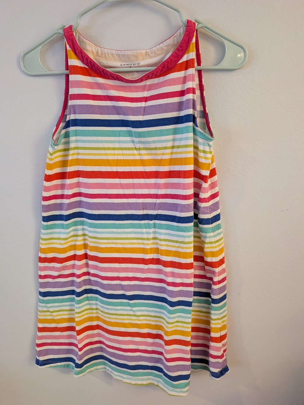 Lands' End Girls' Rainbow Stripe Tank Dress Size M (Girls 10/12)